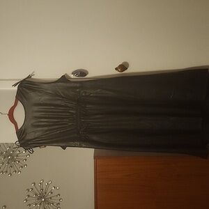 Faux leather midi dress